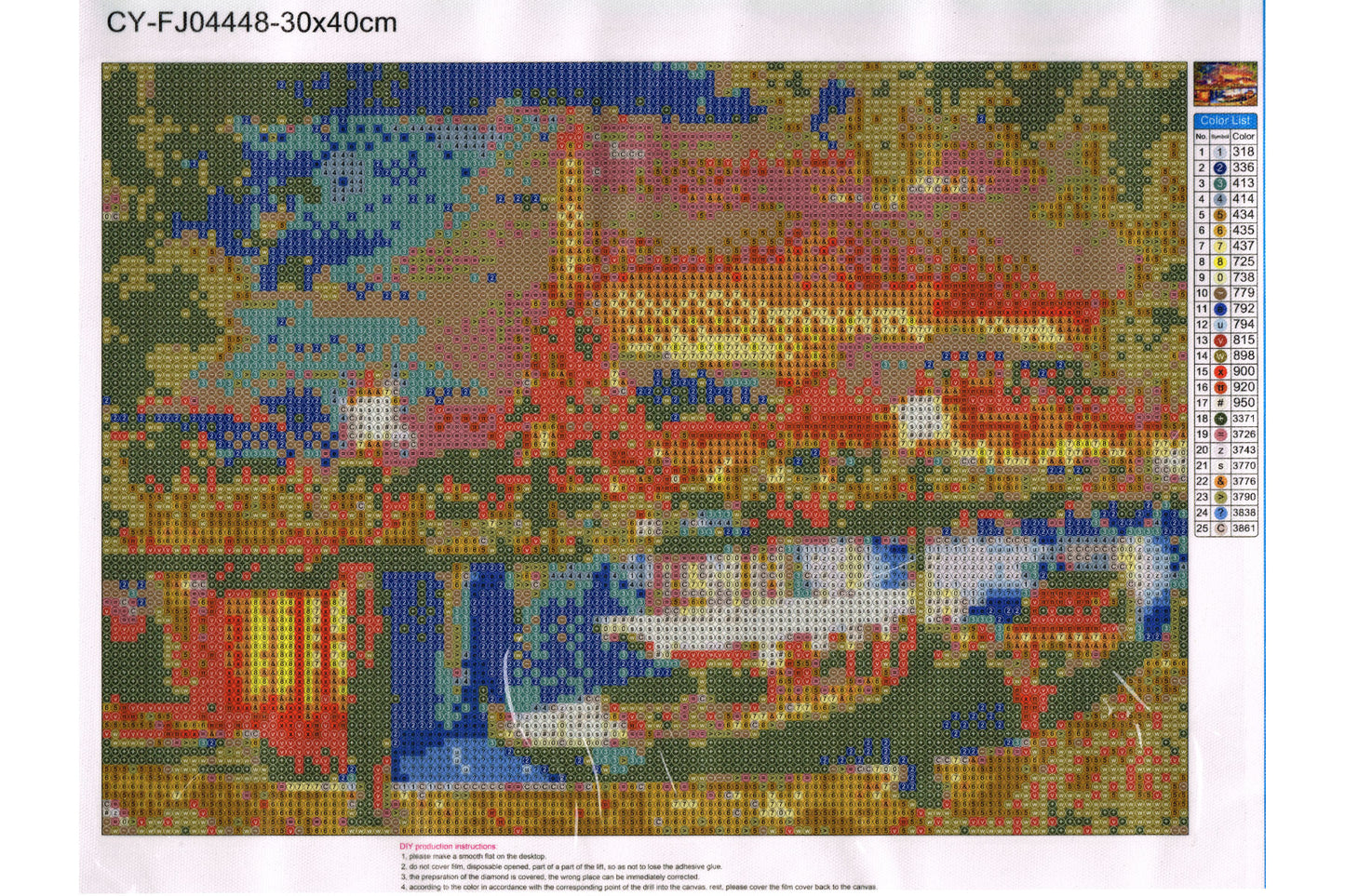 Paris mit Eiffelturm bei Nacht Diamond Painting 25 Farben 30x40cm  CY-FJ04448