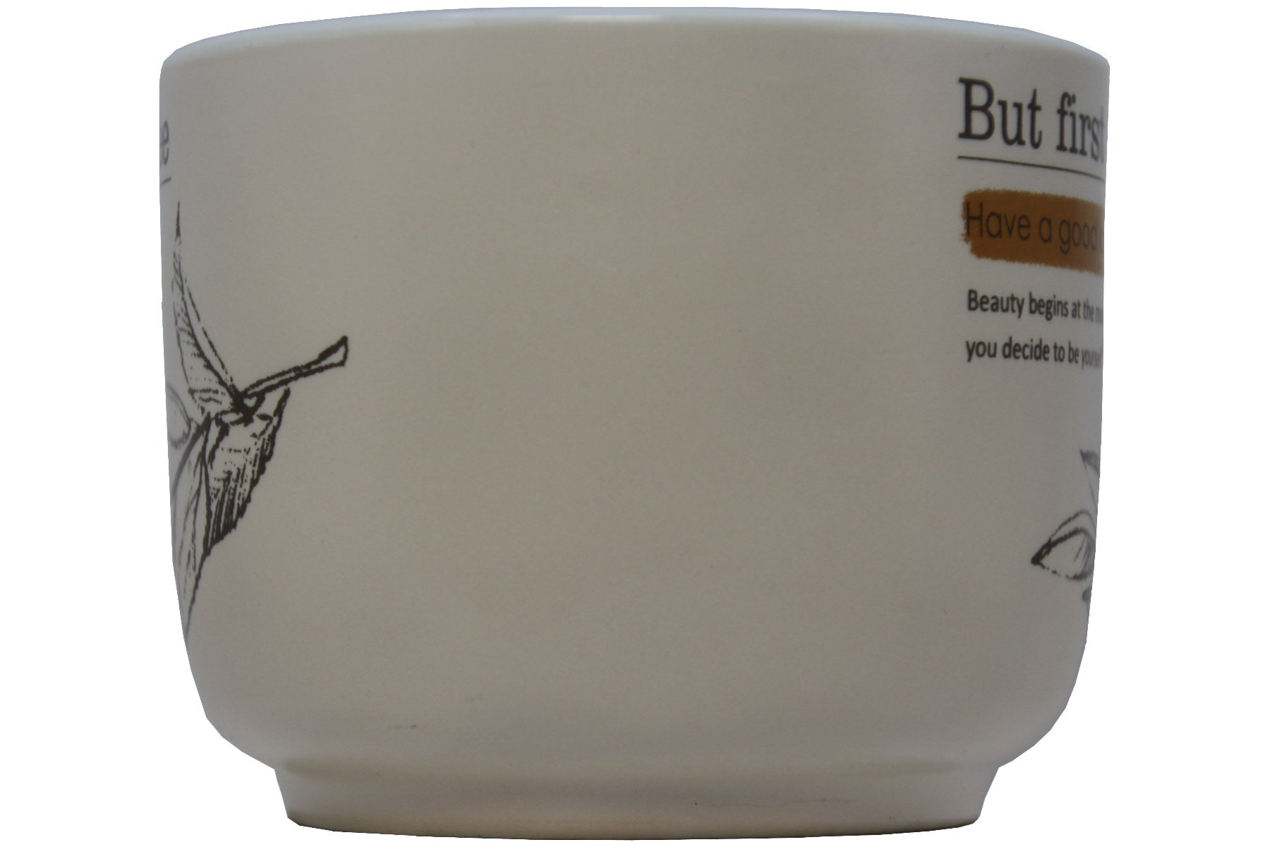 Jumbo Tasse XL 400 ml cremefarbig mit Schriftzug "But First Coffee"