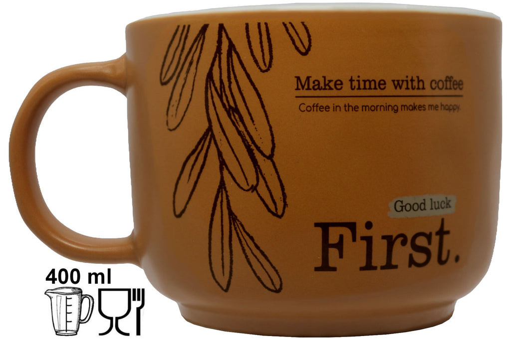 Jumbo Tasse XL 400 ml mit Schriftzug "Make Time with Coffee"