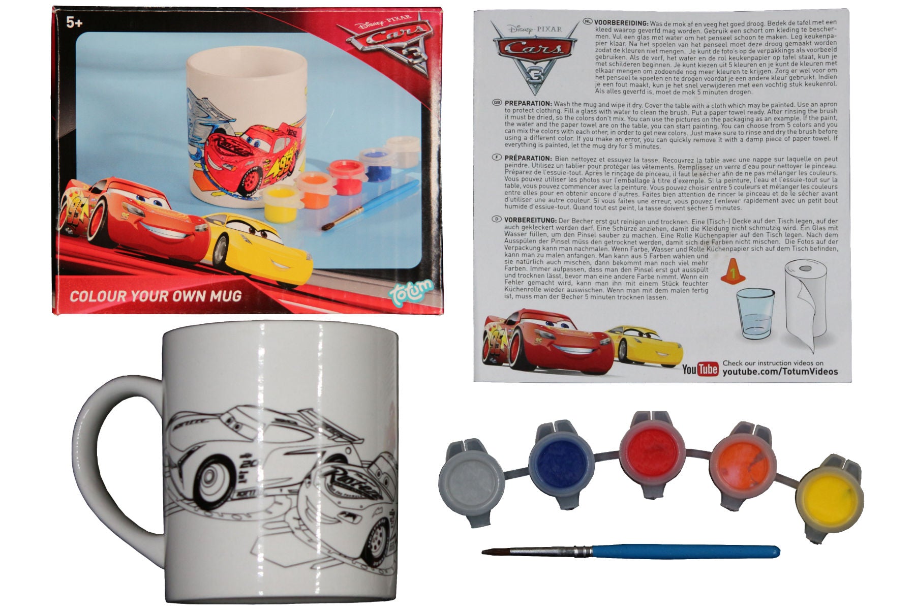 Cars 3 - Keramikbecher zum Ausmalen mit 5 Keramikfarben