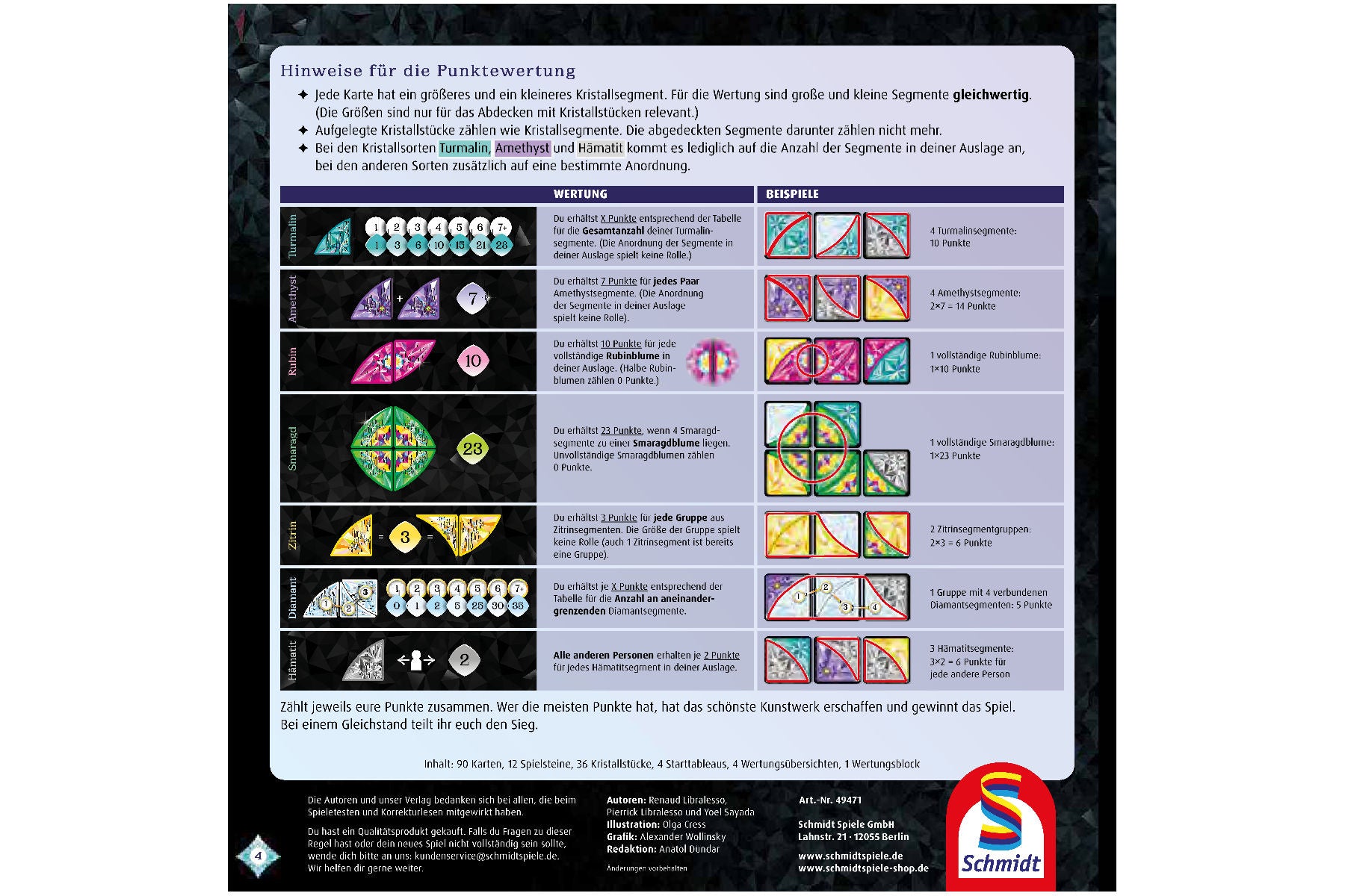 Crystalla von Schmidt Spiele ab 8 Jahre 2-4 Spieler 49471