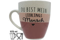 Jumbo Tasse XXL 970 ml "Du bist mein Lieblingsmensch" weiß/altrosa/brombeere