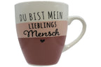 Jumbo Tasse XXL 970 ml "Du bist mein Lieblingsmensch" weiß/altrosa/brombeere