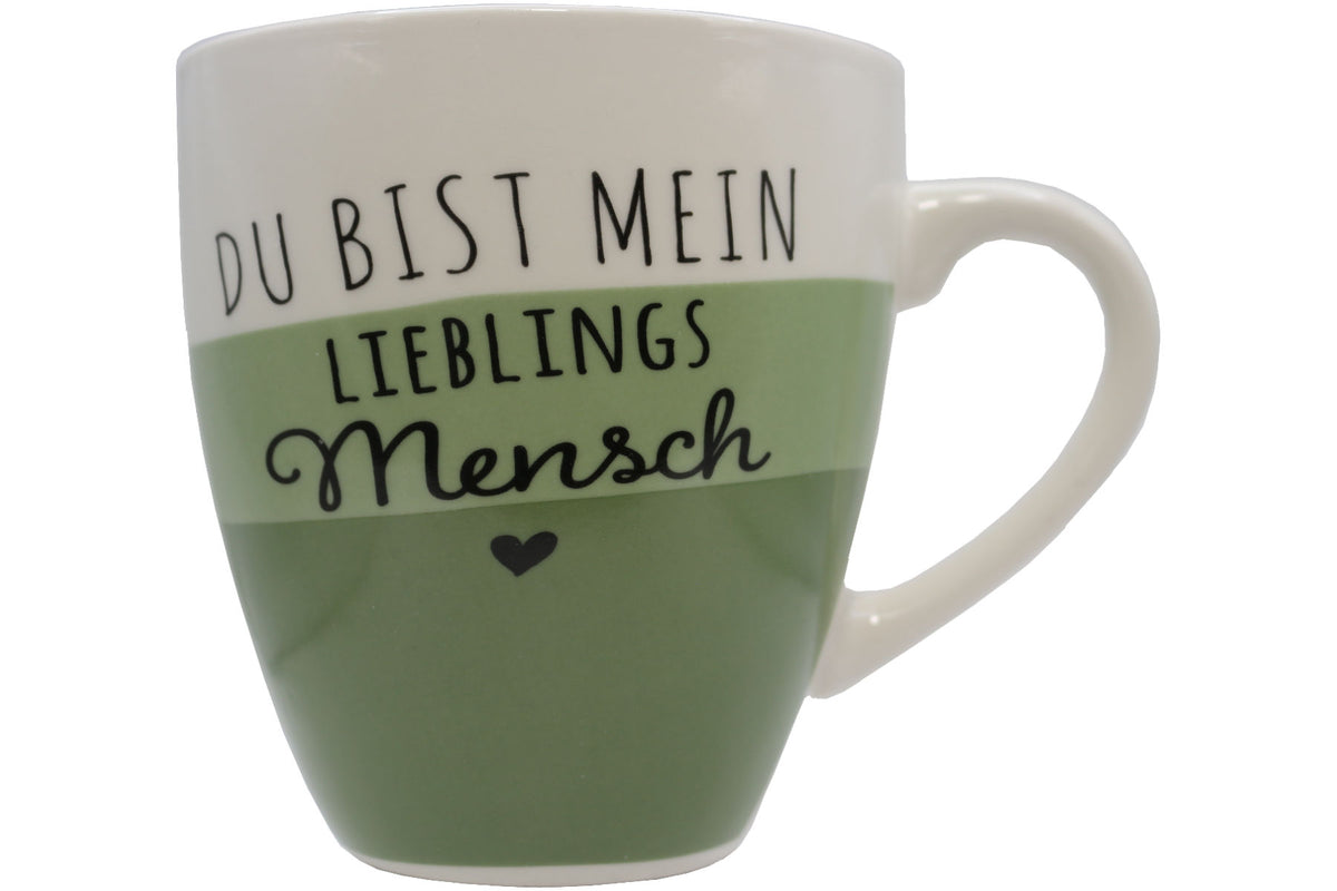 Jumbo Tasse XXL 970 ml "Du bist mein Lieblingsmensch" weiß/lindgrün
