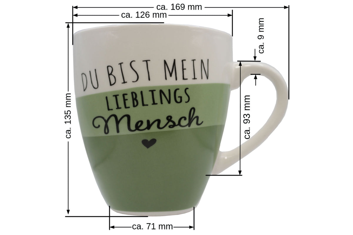 Jumbo Tasse XXL 970 ml "Du bist mein Lieblingsmensch" weiß/lindgrün