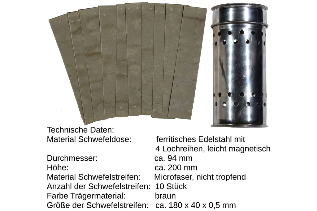 Stainless steel sulfur box with 10 sulfur strips
