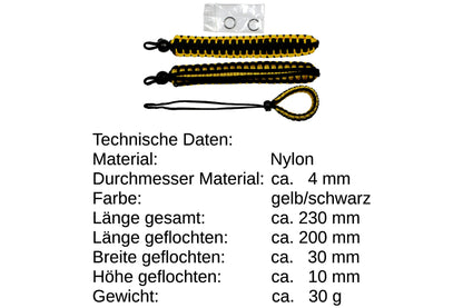 Handschlaufe passend für DSLR Kamera einstellbar geflochten gelb/schwarz