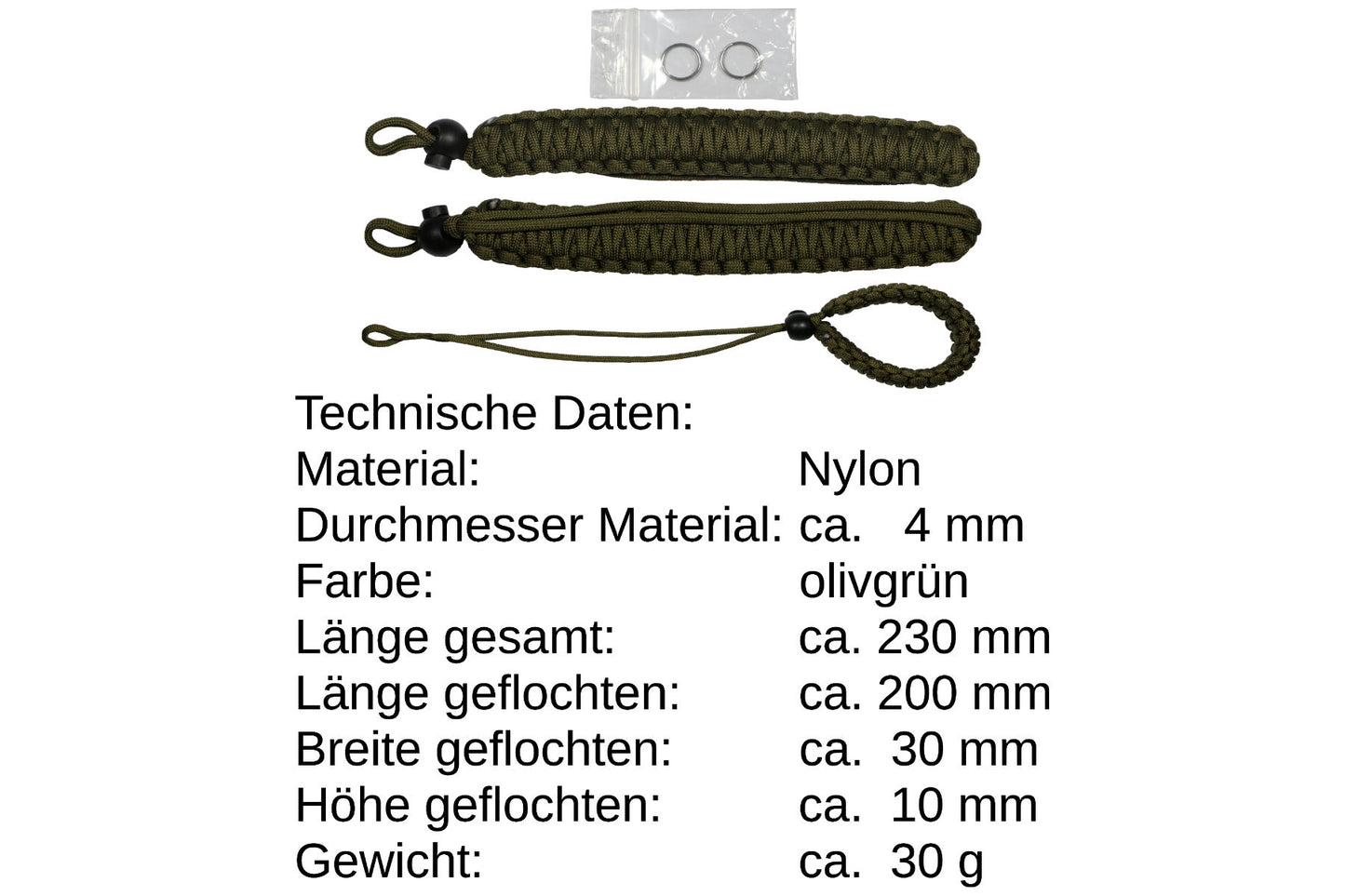Handschlaufe passend für DSLR Kamera einstellbar geflochten olivgrün 30 mm breit