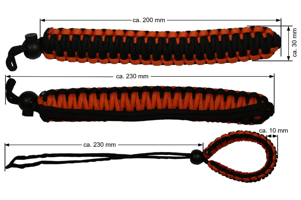 Handschlaufe passend für DSLR Kamera einstellbar geflochten orange/schwarz