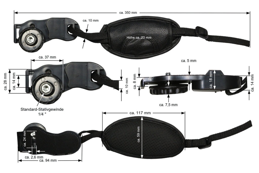 Handschlaufe passend für DSLR Kamera handstrap einstellbar mit Stativschraube
