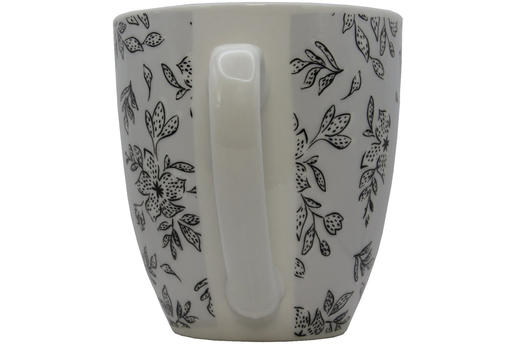 Jumbo Tasse XXL 550 ml "HAPPAY DAY" hellgrau mit schwarzen Blattumrisse