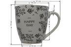 Jumbo Tasse XXL 550 ml "HAPPAY DAY" hellgrau mit schwarzen Blattumrisse