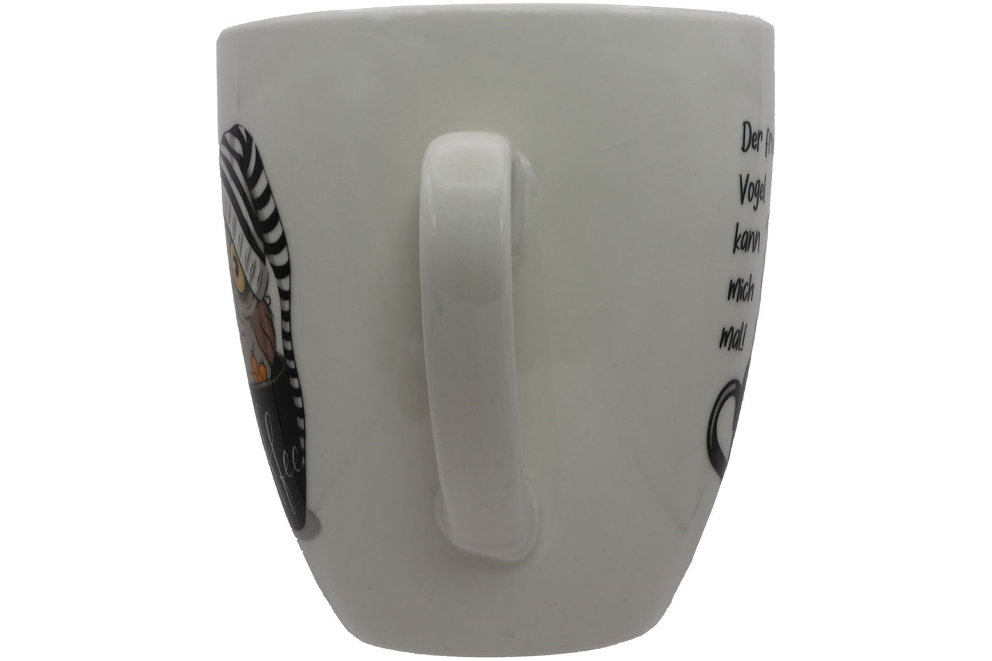 Jumbo Tasse XXL 880 ml Vogel mit Zipfelmütze in Kaffeetasse "Der frühe Vogel kann mich mal"