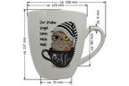 Jumbo Tasse XXL 880 ml Vogel mit Zipfelmütze in Kaffeetasse "Der frühe Vogel kann mich mal"