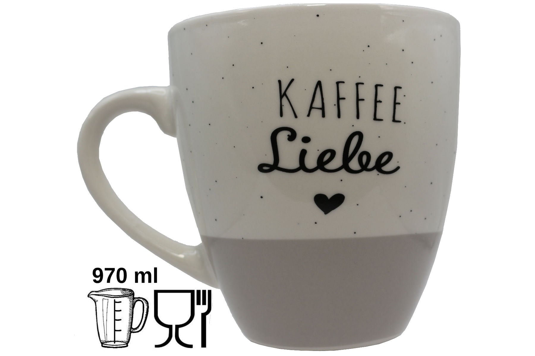 Jumbo Tasse 3XL 970 ml mit Schriftzug "Kaffee Liebe" weiß/grau