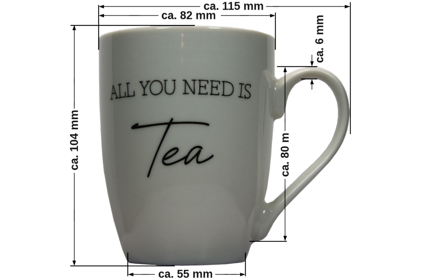 Jumbo Tasse XXL 300 ml mit Schriftzug "ALL YOU NEED IS Tea"