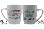 Jumbo Tasse XXL 350 ml 2er-Set mit Schriftzug "Beste Mama der Welt" bzw. "Bester Papa der Welt"