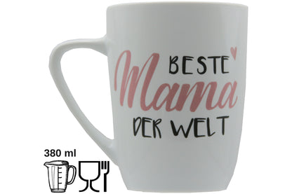 Jumbo Tasse XXL 380 ml mit Schriftzug "Beste Mama der Welt" oder "Bester Papa der Welt"