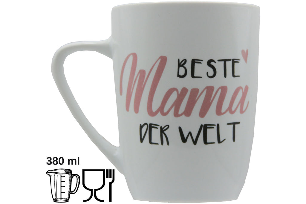 Jumbo Tasse XXL 380 ml mit Schriftzug "Beste Mama der Welt" auf 2 Seiten