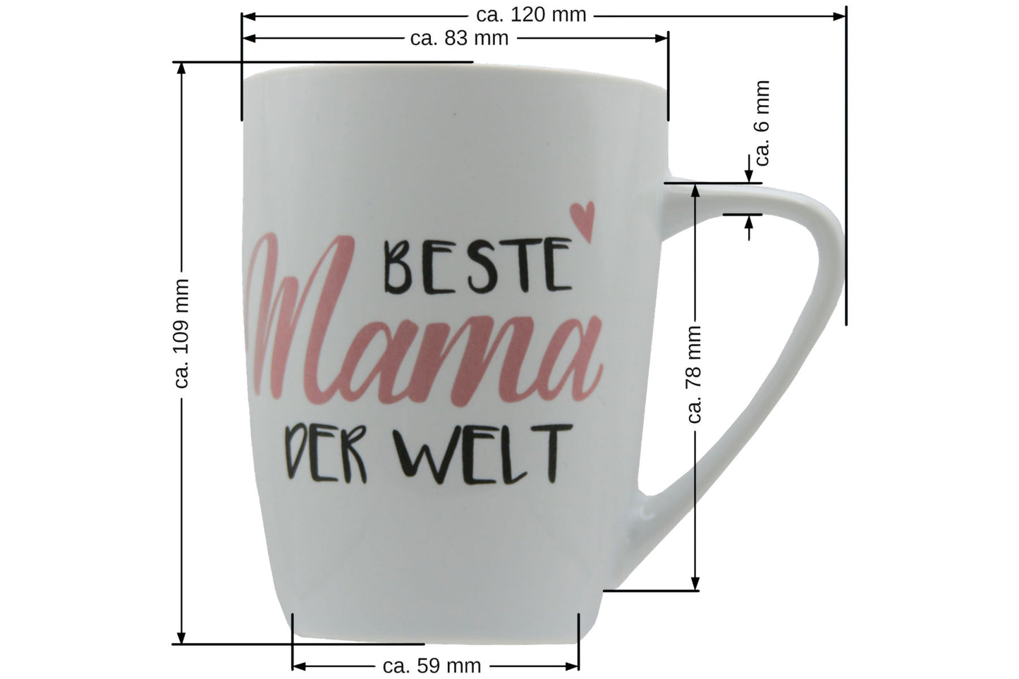 Jumbo Tasse XXL 380 ml mit Schriftzug "Beste Mama der Welt" oder "Bester Papa der Welt"