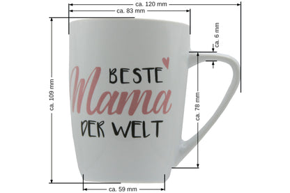 Jumbo Tasse XXL 380 ml mit Schriftzug "Beste Mama der Welt" oder "Bester Papa der Welt"