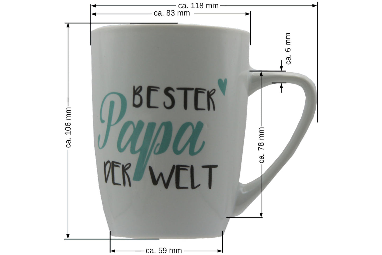 Jumbo Tasse XXL 380 ml mit Schriftzug "Beste Mama der Welt" oder "Bester Papa der Welt"