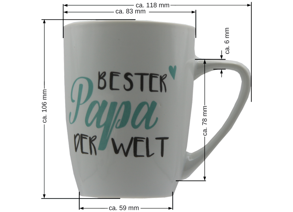 Jumbo Tasse XXL 350 ml mit Schriftzug "Bester Papa der Welt" auf 2 Seiten