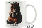 Jumbo Tasse XXL 330 ml sitzende Katze mit Tasse und Schriftzug "zu früh .... zu kalt .... zu Montag!"