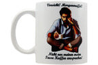 Jumbo Tasse XXL 330 ml mit mürrischen Mann im Yogasitz und Schriftzug "Vorsicht! Morgenmuffel! ...