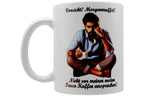 Jumbo Tasse XXL 330 ml mit mürrischen Mann im Yogasitz und Schriftzug "Vorsicht! Morgenmuffel! ...