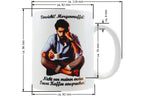 Jumbo Tasse XXL 330 ml mit mürrischen Mann im Yogasitz und Schriftzug "Vorsicht! Morgenmuffel! ...