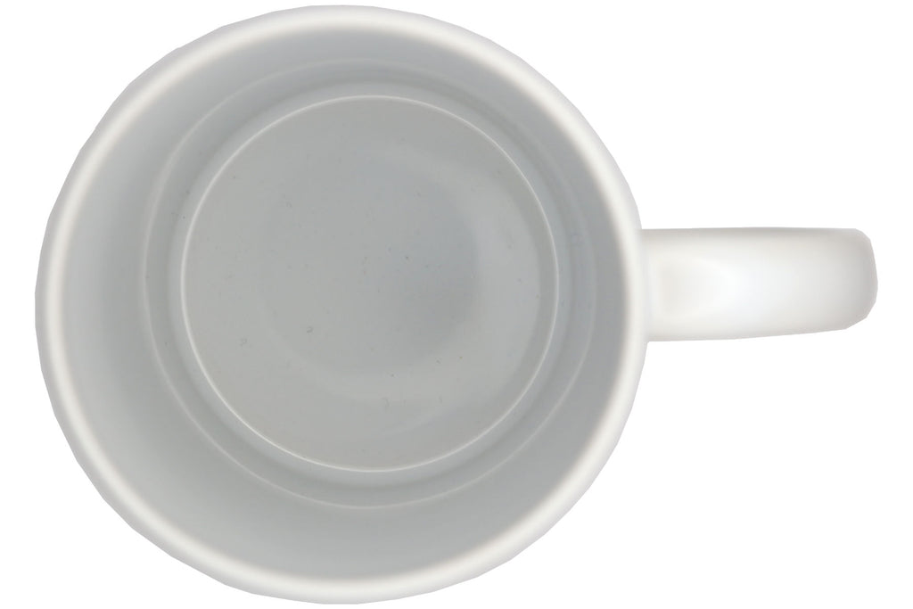 Jumbo Tasse XXL 330 ml mit mürrischen Mann im Yogasitz und Schriftzug "Vorsicht! Morgenmuffel! ...