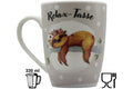 Jumbo Tasse XXL 330 ml mit auf einem Ast liegenden Faultier und Schriftzug "Relax-Tasse"
