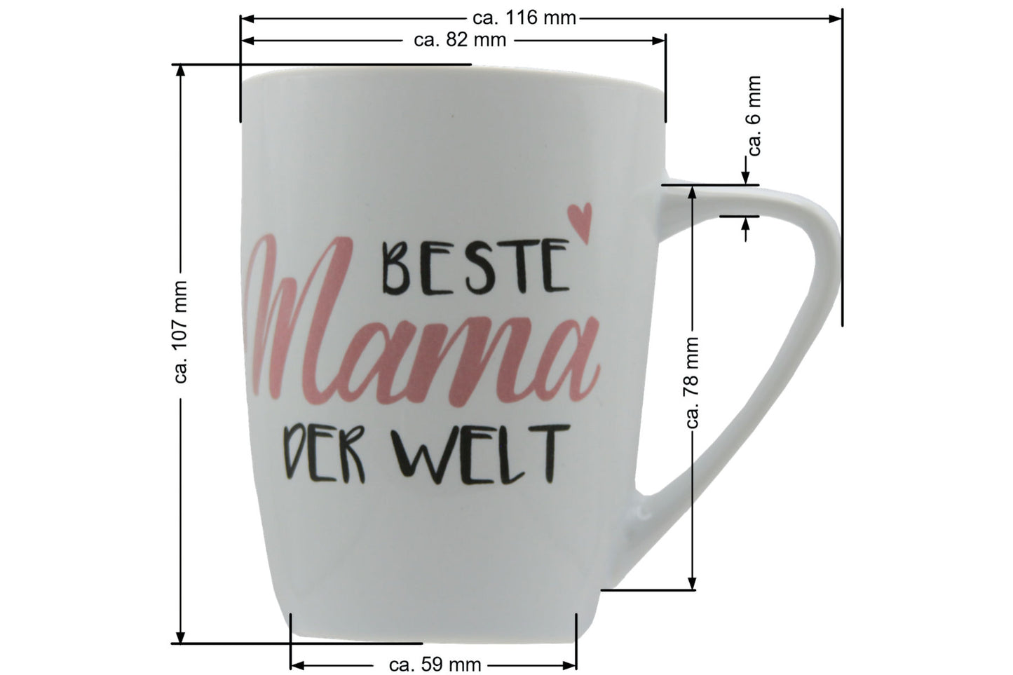 Jumbo Tasse XXL 350 ml mit Schriftzug "Beste Mama der Welt" auf 2 Seiten