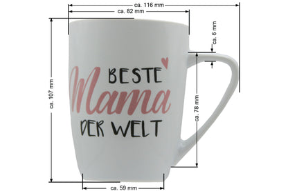Jumbo Tasse XXL 350 ml mit Schriftzug "Beste Mama der Welt" auf 2 Seiten