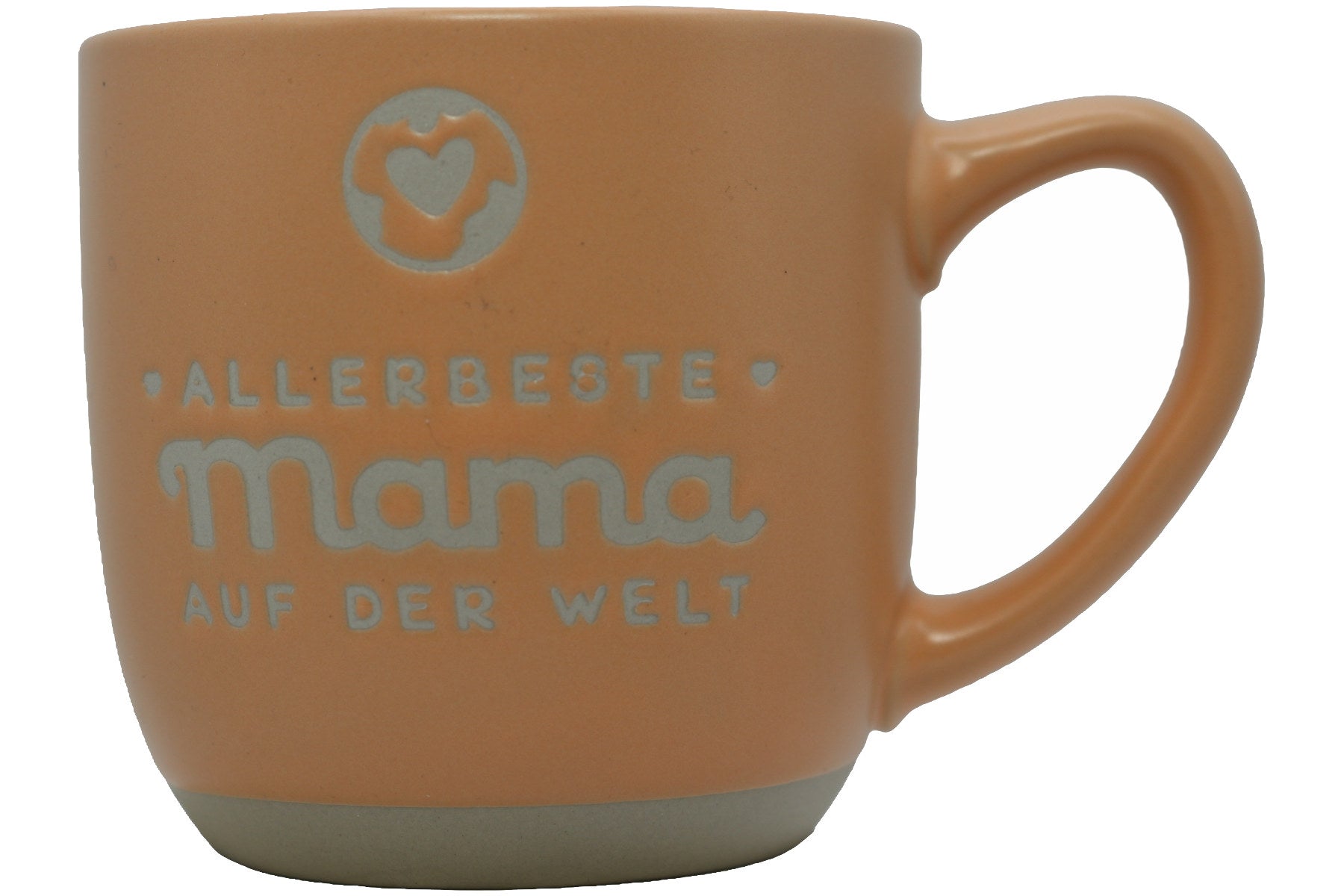 Jumbo Tasse XL 360 ml mit Schriftzug "Allerbeste Mama auf der Welt" aprikosefarbiger Hintergrund