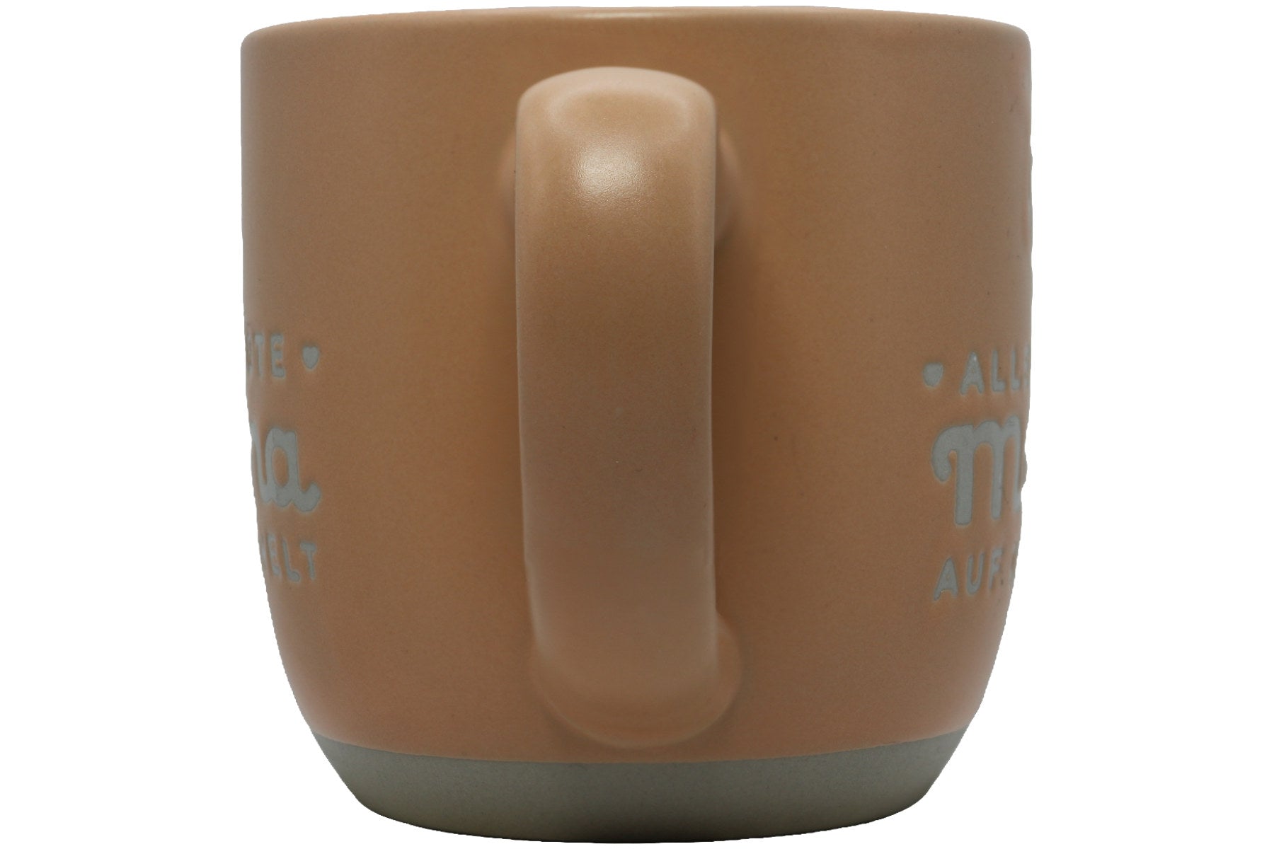 Jumbo Tasse XL 360 ml mit Schriftzug "Allerbeste Mama auf der Welt" aprikosefarbiger Hintergrund