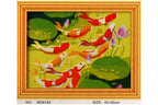 Koi im Teich auf Rahmen 50 x 40 cm Malen nach Zahlen Acryl Set MS8184 24 Farben