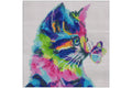 Bunter Katzenkopf mit Schmetterling Diamond Painting  25 Farben 300 x 300 mm  LC6300