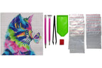 Bunter Katzenkopf mit Schmetterling Diamond Painting  25 Farben 300 x 300 mm  LC6300