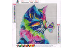 Bunter Katzenkopf mit Schmetterling Diamond Painting  25 Farben 300 x 300 mm  LC6300