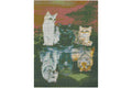 3 Katzen in Pfütze zu 3 Raubtiere Diamond Painting  26 Farben 30x40 cm  LC6343