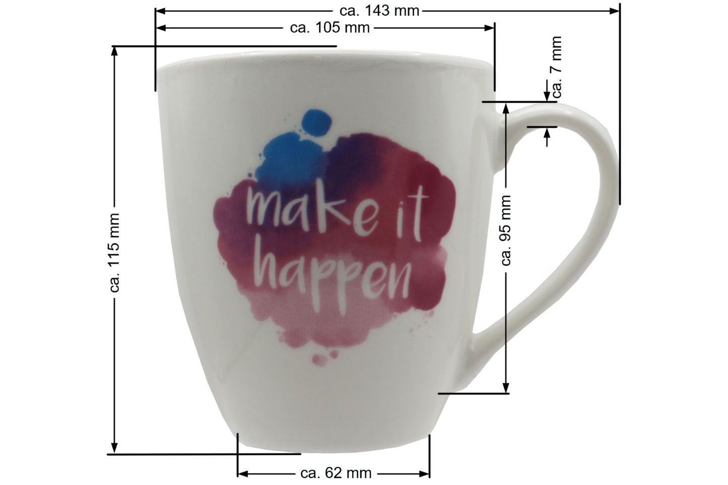 Jumbo Tasse XXL 550 ml Wolkenbild mit Schriftzug "make it happen"
