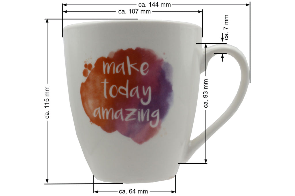 Jumbo Tasse XXL 550 ml Wolkenbild mit Schriftzug "make today amazing"