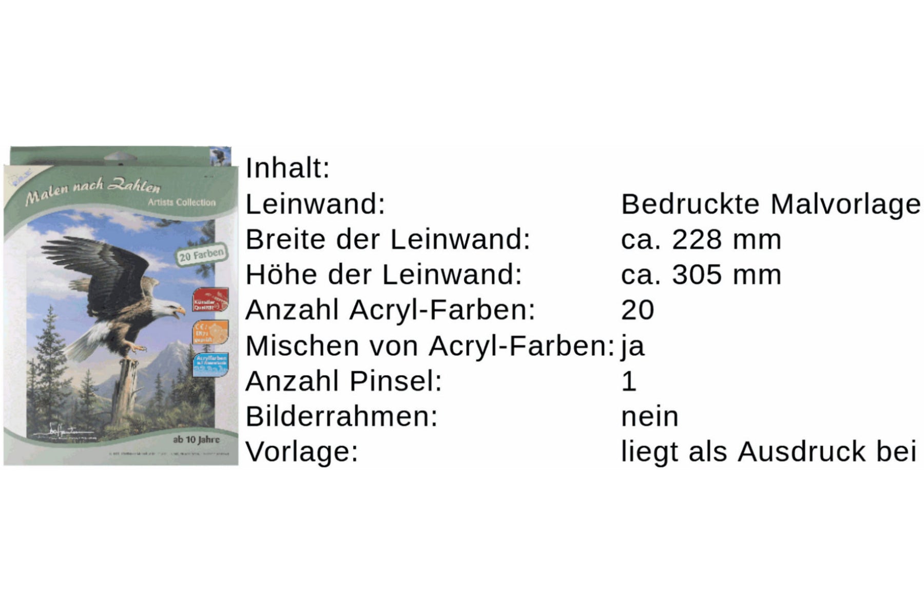 Adler Mammut Artists Collection 107003 Malen nach Zahlen 22,8x30,4 cm