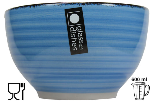 Müslischale 600 ml Ø 14 cm blau gestreift Schüssel