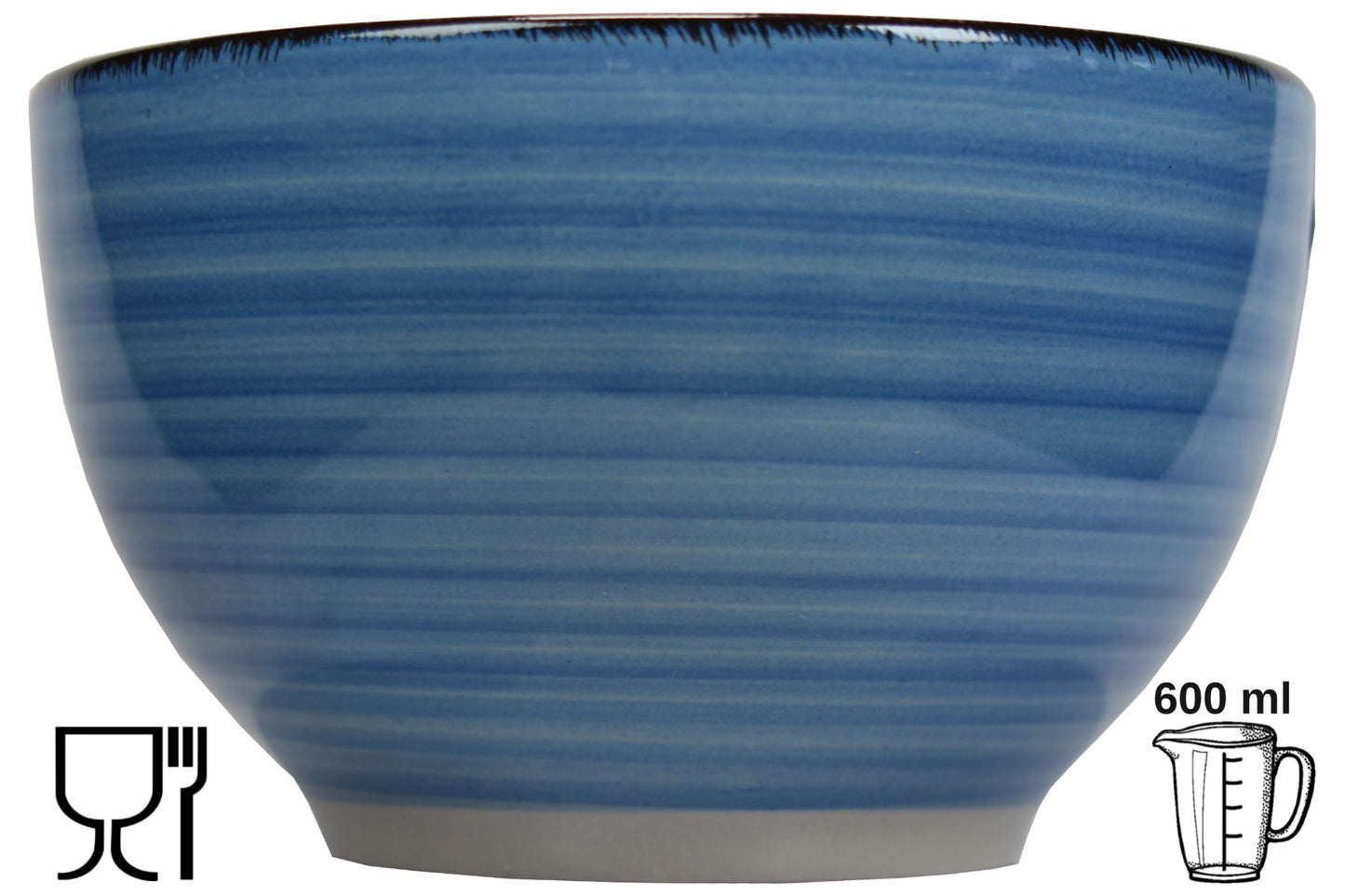 Frühstückset Jumbo Tasse XXL 340 ml und Müslischale 600 ml Ø 14 cm blau gestreift