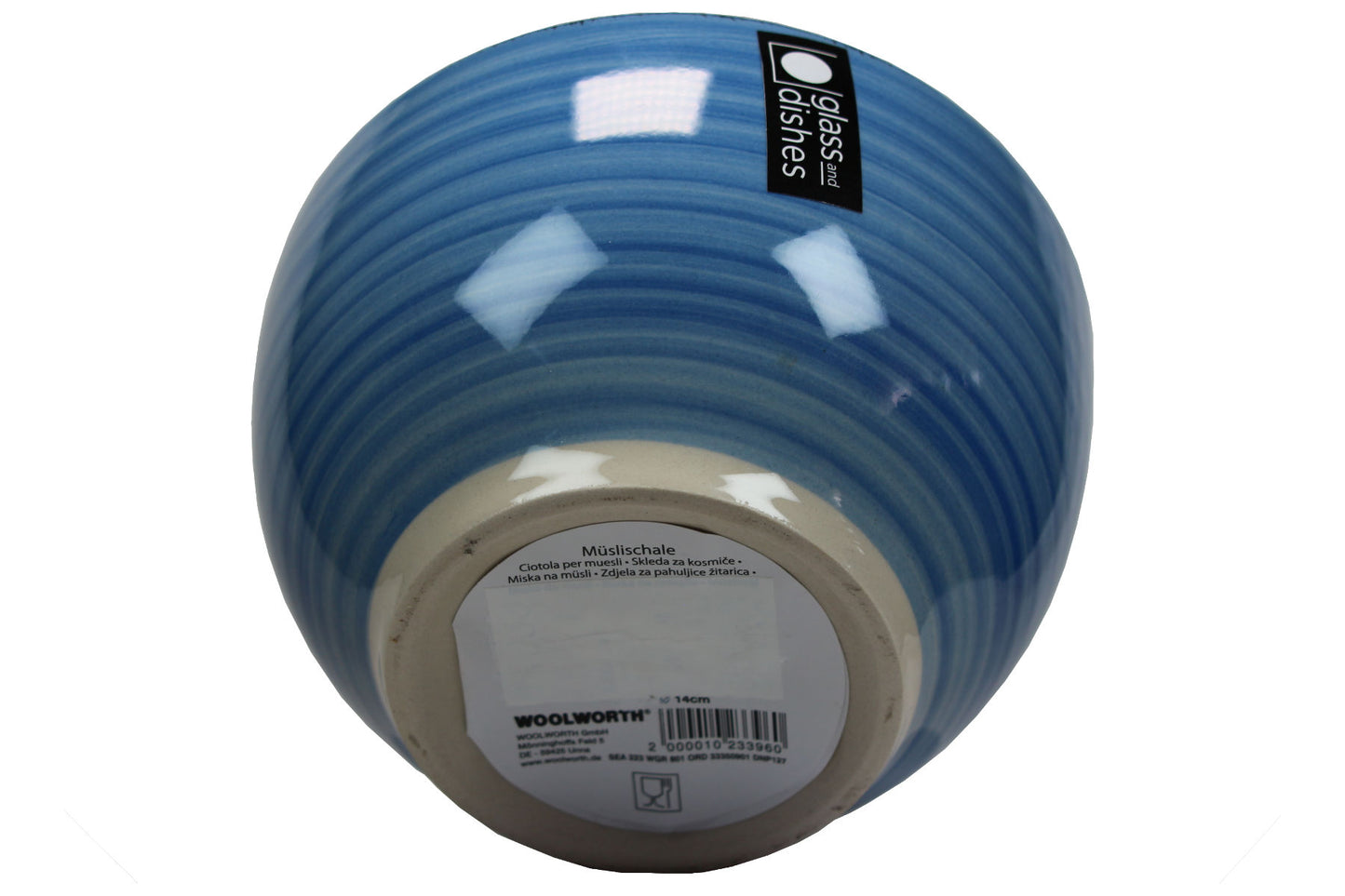 Müslischale 600 ml Ø 14 cm blau gestreift Schüssel