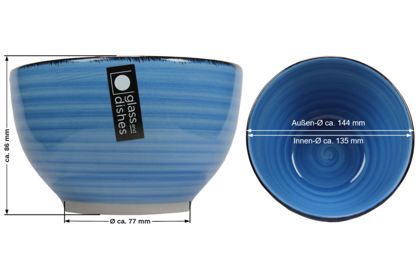 Müslischale 600 ml Ø 14 cm blau gestreift Schüssel