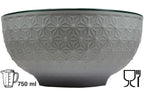 Schüssel 750 ml Ø 16 cm grünes Linienmuster innen Blütenrelief außen